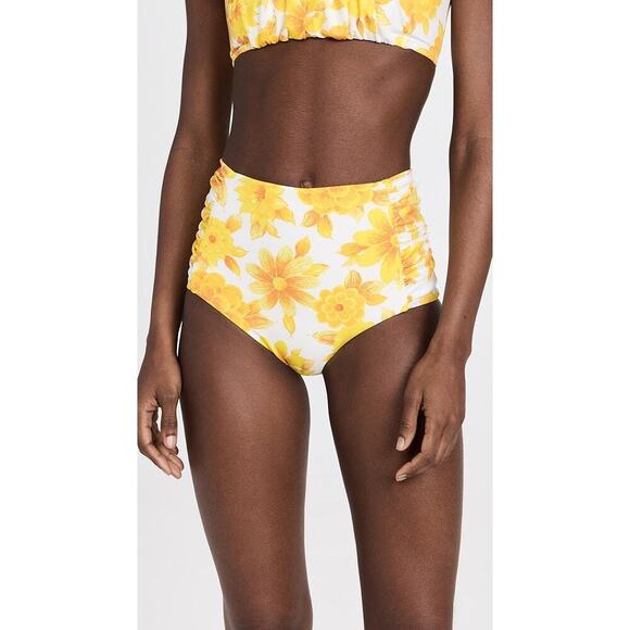 ALEMAIS Other - Alemais Sonny Ruched High Waist Bikini Briefs in Lemon Size XL